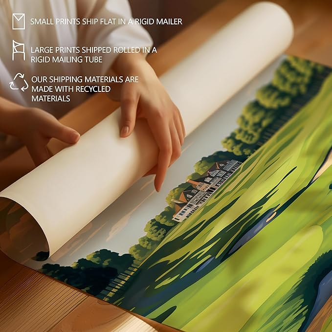 Golf Course Premium Giclee Fine Art Prints - Augusta, Pebble Beach, Pinehurst, Golf Course Posters, Golf Wall Art, Aesthetic Poster for Home Office Decor, Ready to Frame