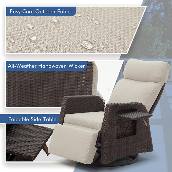 Outdoor Swivel Recliner Chair, Adjustable Patio Recliner, 2PK | Independent - Image 6
