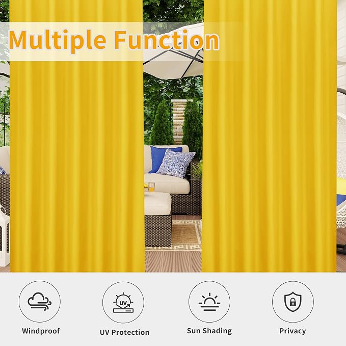 Easy-Going Outdoor Patio Curtains 2 Panels, 54x108 inch, Porch and Pergola - Image 5