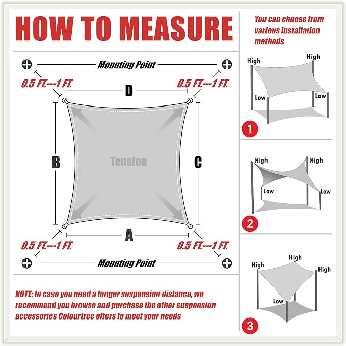 Colourtree TAPR0810 Custom Size 20' x 21' Blue Sun Shade Sail UPF50 Canopy UV - Image 6