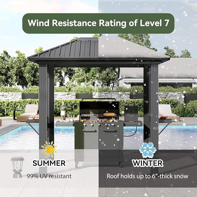 Aoxun Grill Hardtop Gazebo 8x5, Metal Frame Canopy - Image 4