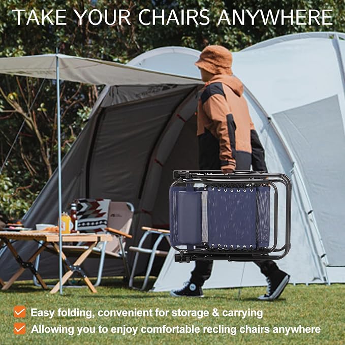 Sweetcrispy Zero Gravity Chairs Set of 2, Outdoor Folding Reclining Lounge Chair - Image 7