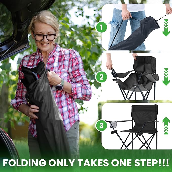 2 Pack Lightweight Folding Camping Chairs, Outdoor Lawn Beach Chair - Image 5
