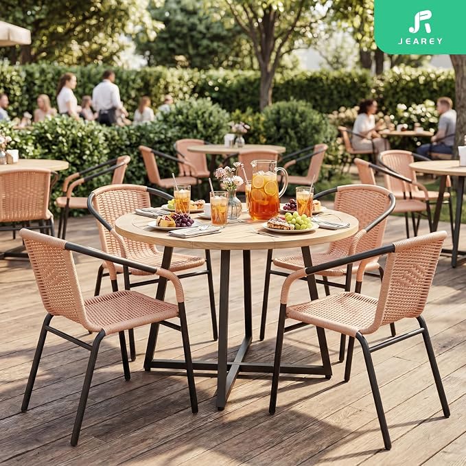 JEAREY Outdoor Patio Rattan Dining Chairs Set of 4, All Weather Stackable - Image 6