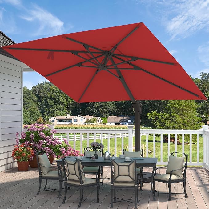 9' X 12' Cantilever Patio Umbrella Rectangular Outdoor Umbrellas | Heavy Duty - Image 8