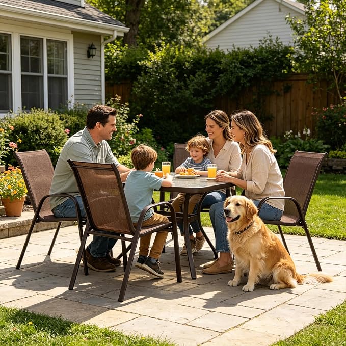 Patio Chairs Set of 4, Stackable High Back Outdoor Dining Chairs - Image 2