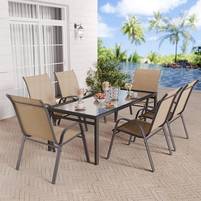 Patio Chairs Set of 6, Stackable Outdoor Dining Chairs Set - Image 8