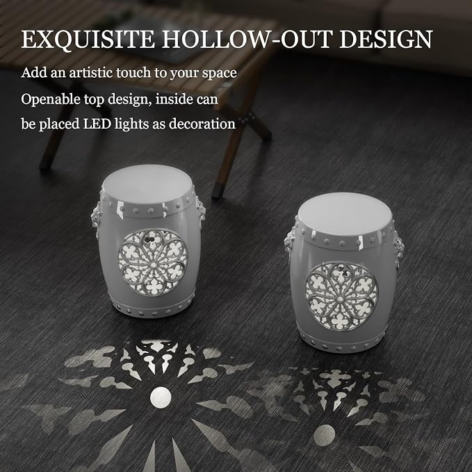 PatioZen 3-in-1 Drum Indoor/Outdoor Garden Stool, Lightweight, Realistic Lion - Image 6