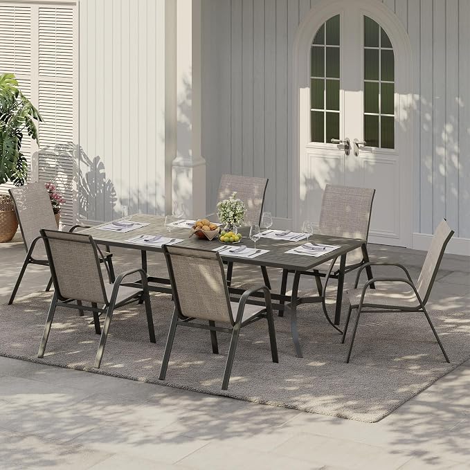 Stackable Outdoor Patio Dining Chairs Set of 4 – High Back, Breathable Gray - Image 7