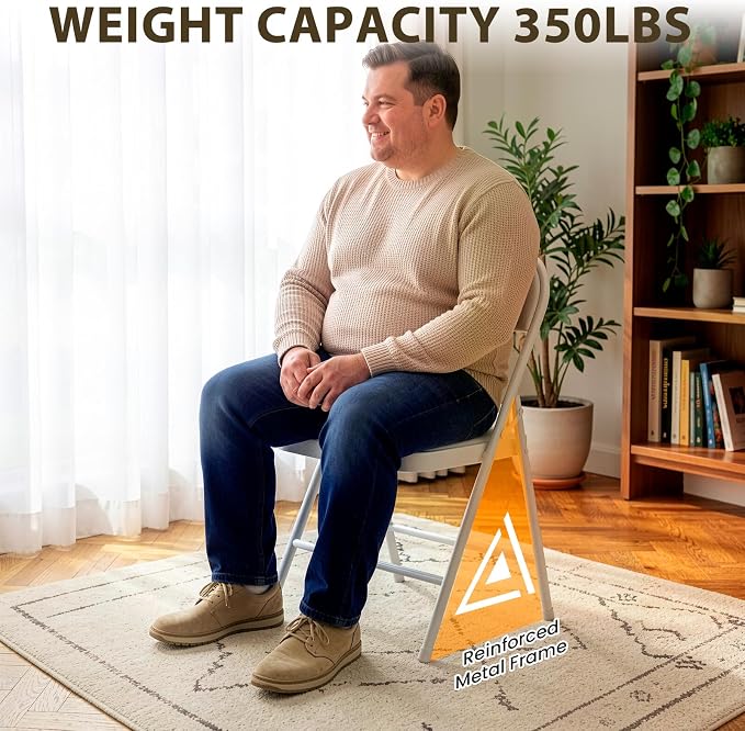 8 Pack Padded Folding Chairs, Portable Metal Foldable Chairs - Image 7