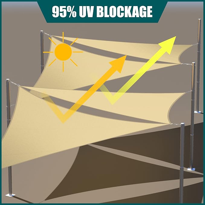 Royal Shade 12' x 16' x 20' Beige Triangle Waterproof Sun Shade Sail Order to - Image 3