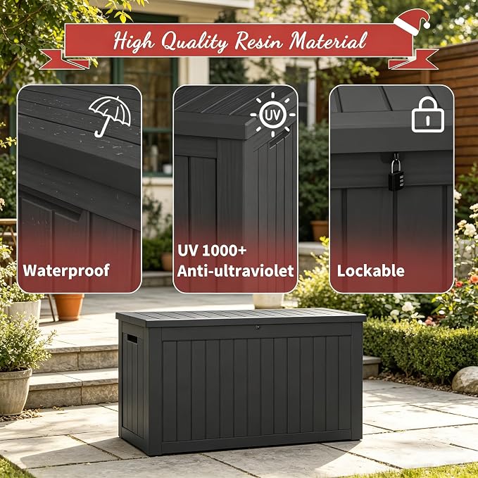 Fancyango 270 Gallon Outdoor Deck Box Waterproof, Large Storage Box - Image 4