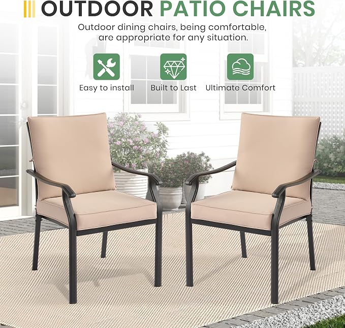 LVUYOYO Outdoor Patio Dining Chairs Set of 6, Metal Stackable Chairs Set - Image 7