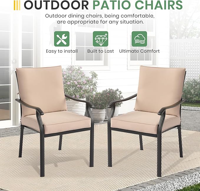 LVUYOYO Outdoor Patio Dining Chairs Set of 4, Metal Stackable Chairs Set - Image 7