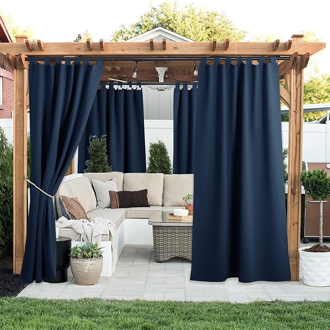 NICETOWN 2 Panels Navy Blue Outdoor Curtainss - Image 2