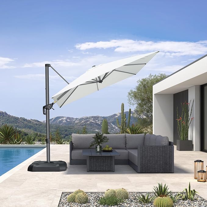 PURPLE LEAF Outdoor Umbrella 8' x 8' Square Premium Sun Protection White | - Image 2