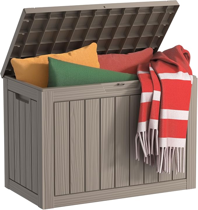 45 Gallon Waterproof Outdoor Storage Box UV Resistant Deck Box | Resin storage by EASYUP