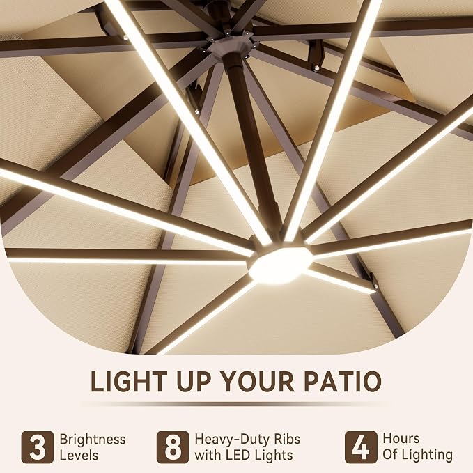 10x13FT Cantilever Patio Umbrella - Image 4