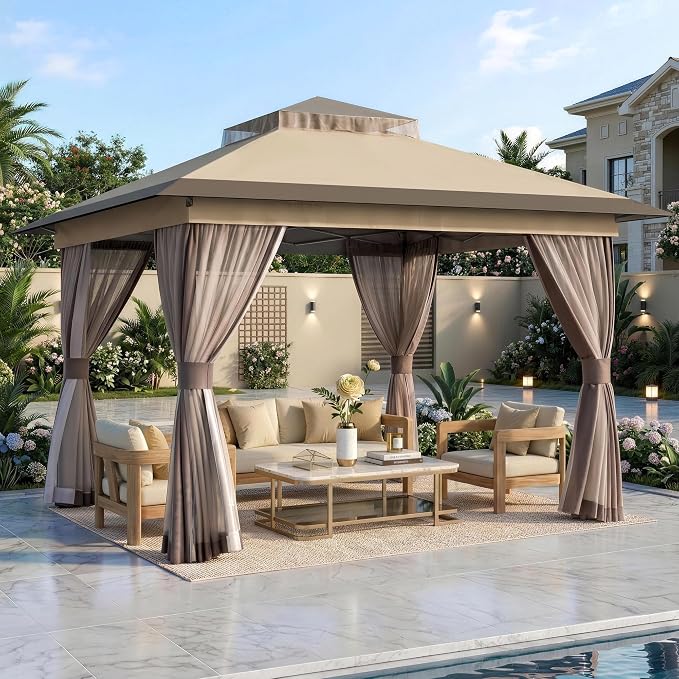 Pop Up Gazebo 11'x11' Canopy Tent, Outdoor Gazebo by CoveredOutdoor