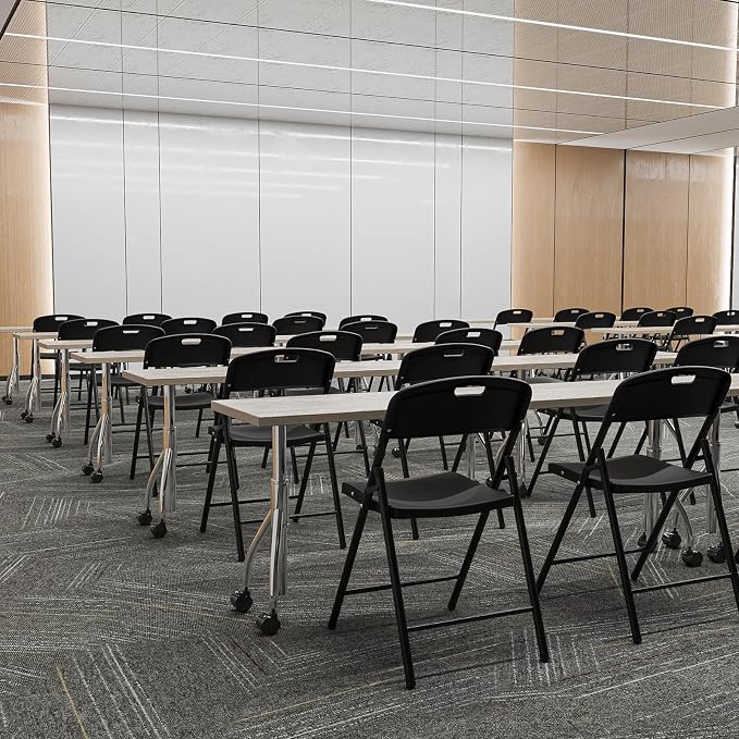 Bonnlo 6-Pack Black Plastic Folding Chairs, Portable Seat - Image 9