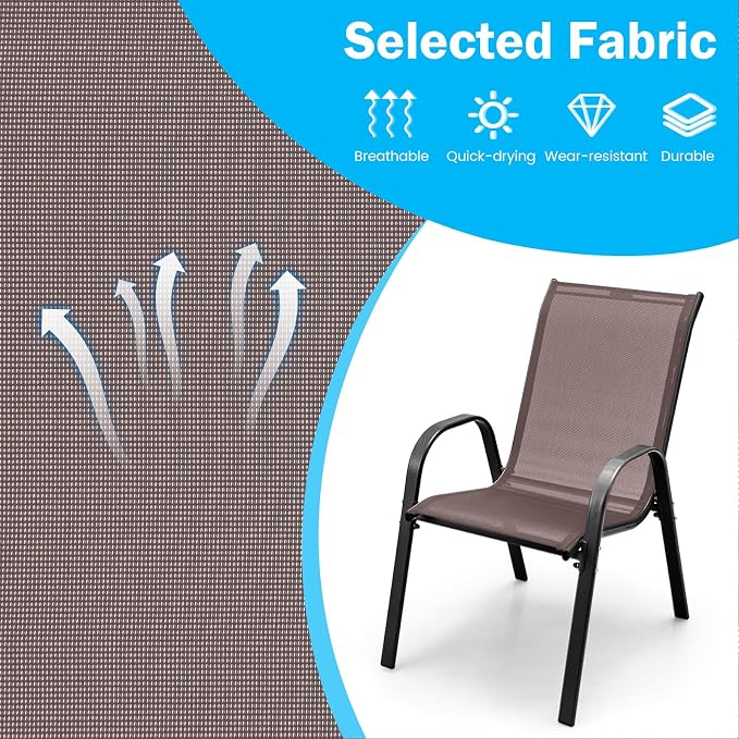 Tangkula Patio Dining Chairs Set of 2, Outdoor Stackable All Weather Heavy Duty - Image 8