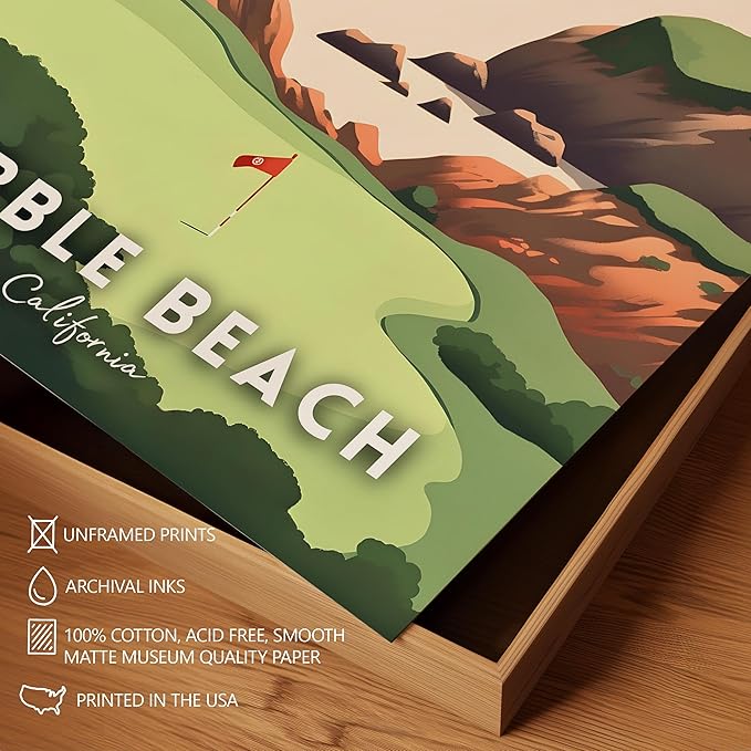 Golf Course Premium Giclee Fine Art Prints - Augusta, Pebble Beach, Pinehurst, Golf Course Posters, Golf Wall Art, Aesthetic Poster for Home Office Decor, Ready to Frame
