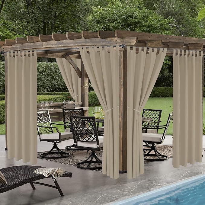 LORDTEX Indoor/Outdoor Curtains Waterproof Tab Top Patio Curtains | Sun - Image 4