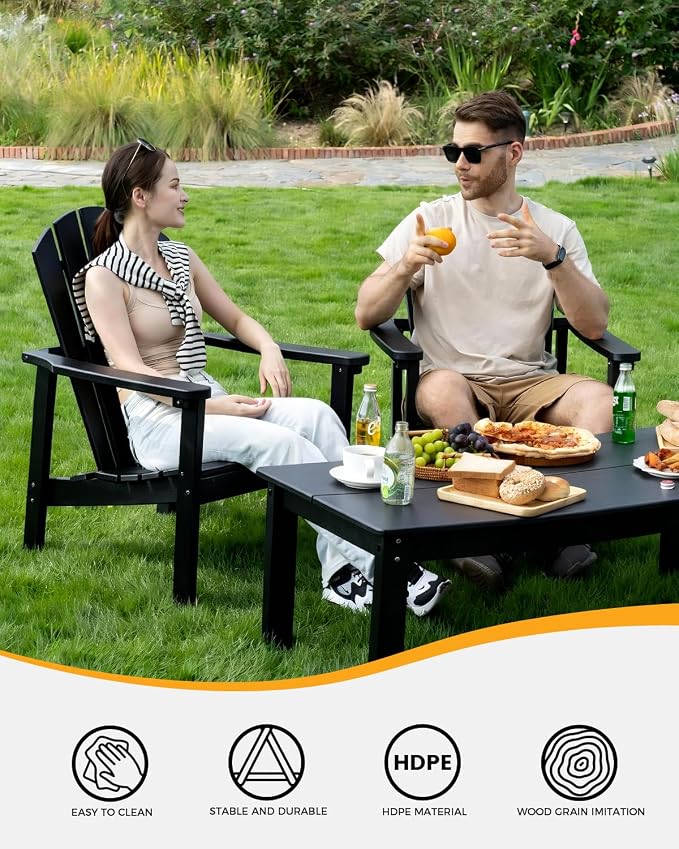 Stackable Set, 4 Chairs with 47in Table, All-Weather HDPE, HDPE All-Weather - Image 4