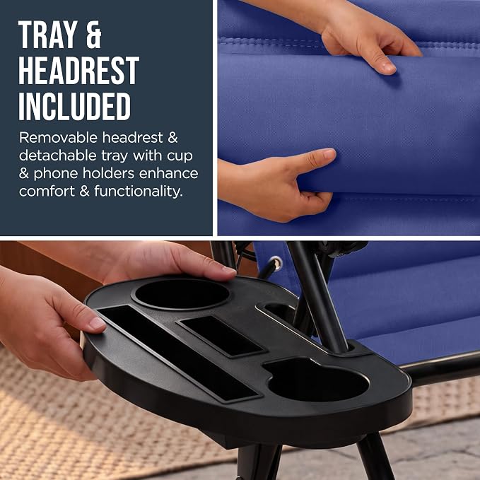Best Choice Products Oversized Padded Zero Gravity Chair w/Canopy Headrest Cup - Image 9