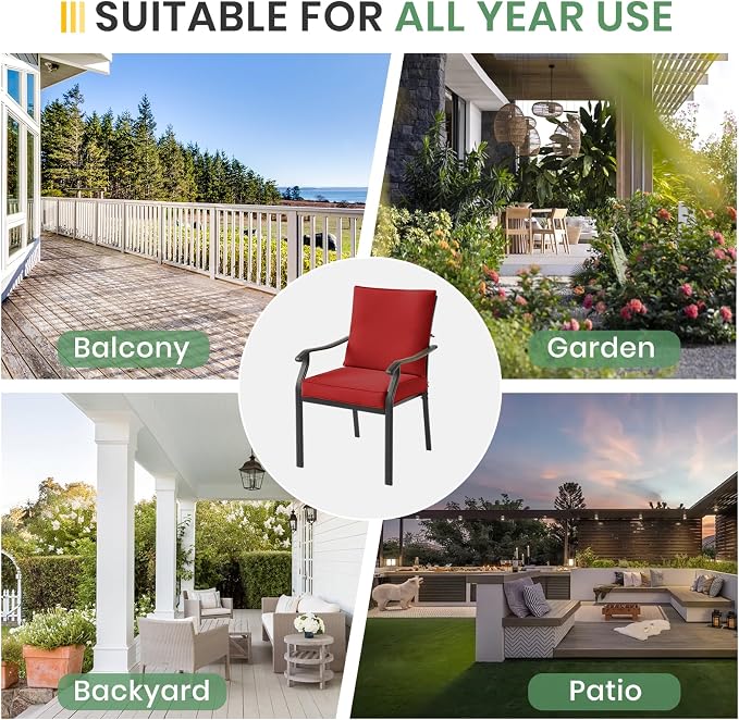 LVUYOYO Outdoor Patio Dining Chairs Set of 4, Metal Stackable Chairs Set - Image 8