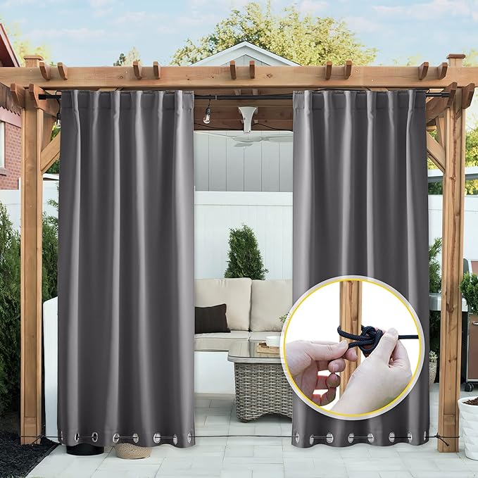 NICETOWN 2 PCs Weighted Outdoor Curtains by NICETOWN