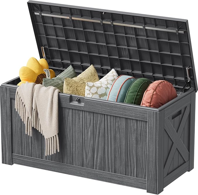 Devoko 125 Gallon Outdoor Storage Box, Waterproof Resin Deck Box | by DEVOKO
