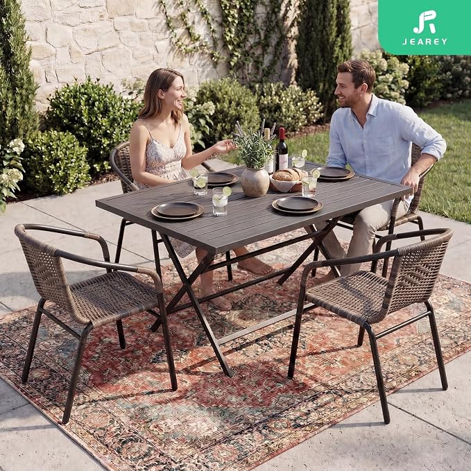 JEAREY Outdoor Patio Rattan Dining Chairs Set of 4, All Weather Stackable - Image 8