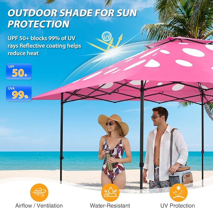 EAGLE PEAK 13x13 Pop Up Canopy Tent, Auto Extended Eaves, Heavy Duty Outdoor - Image 7