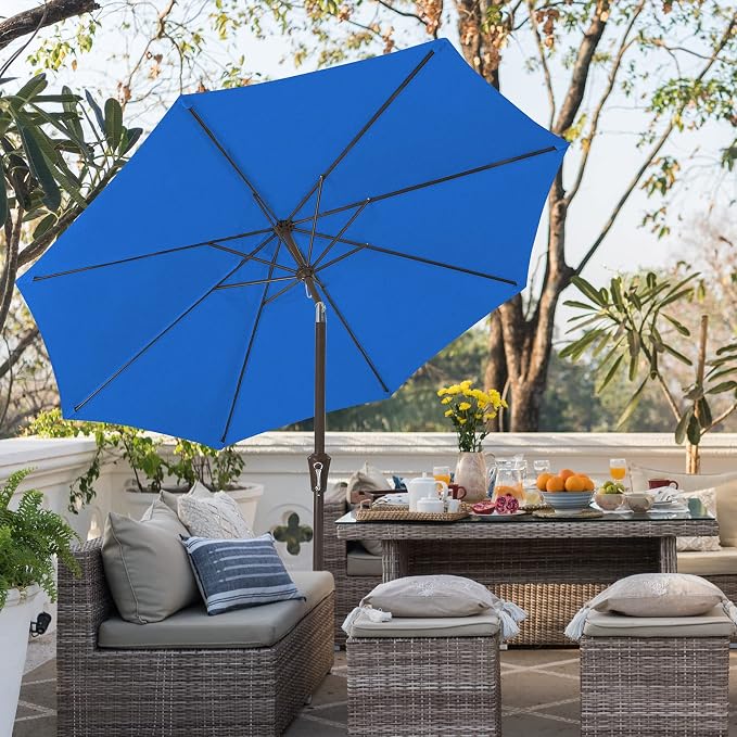JEAREY 9FT Outdoor Patio Umbrella, Market Umbrella, Royal Blue | Outdoor Table - Image 4