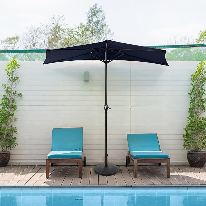Half Umbrella Outdoor Patio Shade - 9 ft Patio Umbrella - Small Canopy - Image 2