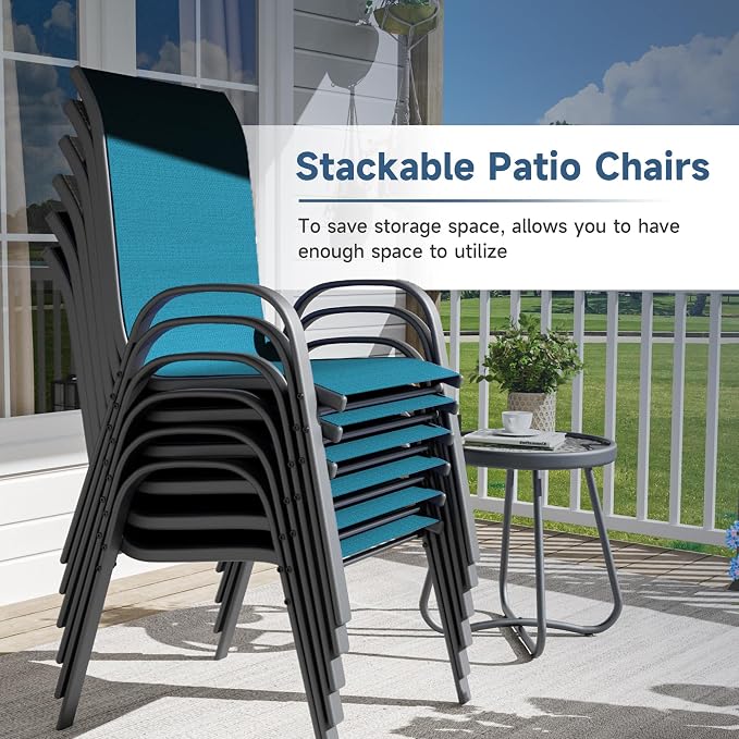Amopatio Patio Chairs Set of 6, Outdoor Stackable Dining Chairs - Image 4