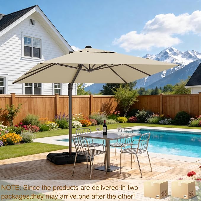 10' X 10' Patio Umbrella Cantilever Outdoor Rectangle Umbrella - Image 2