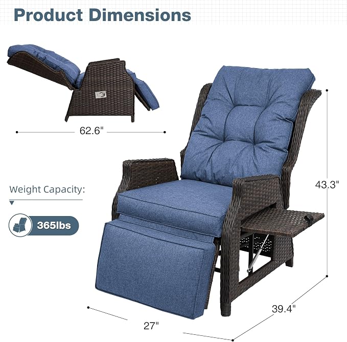 2 Pieces Outdoor Wicker Recliner - Image 2