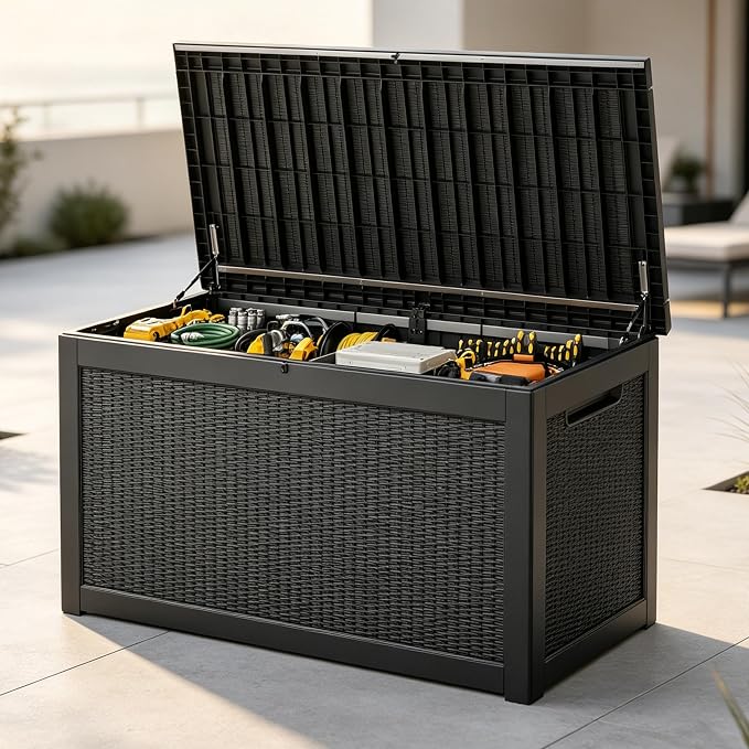 Outdoor Deck Storage Box, Resin Deck Boxes Indoor and outdoor, Waterproof by NBYSGO