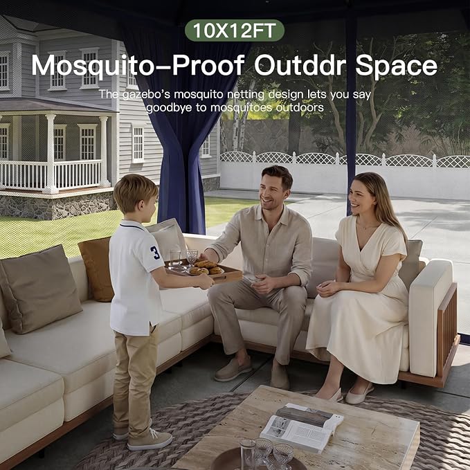 Aoxun 10x12FT Metal Frame Outdoor Gazebo - Image 2