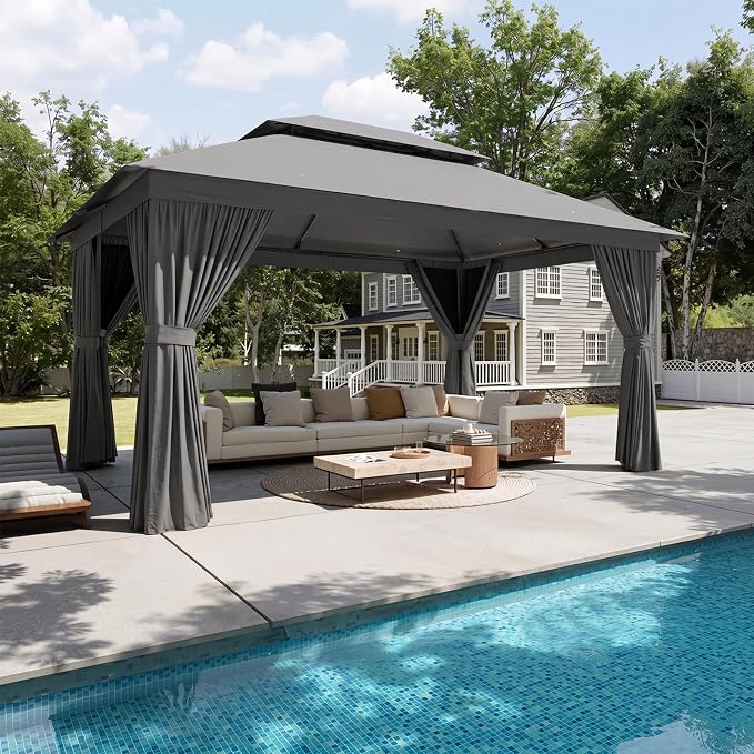 Aoxun 12x10 Gazebo Metal Frame Canopy Tent by Aoxun