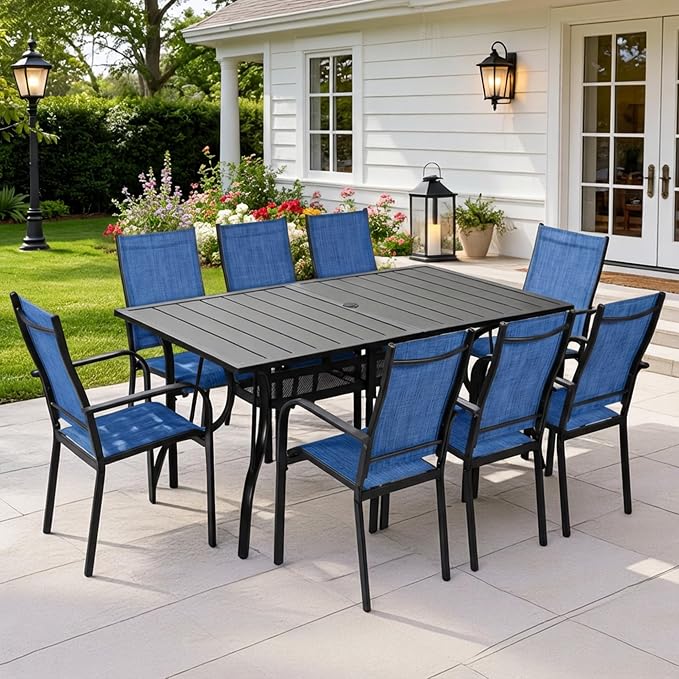 Patio Chairs Set of 4, Stackable Outdoor Dining Chairs, All Weather Breathable - Image 8