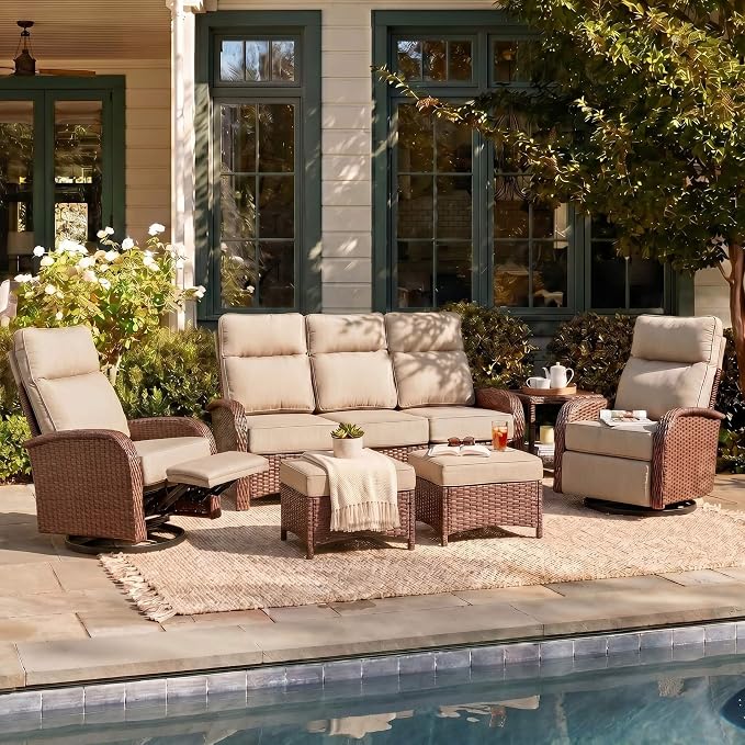 Resort-Grade Recliners Patio Furniture, 6.2" Ultra Thick Cushions | Heavy Duty by VELSCAPE