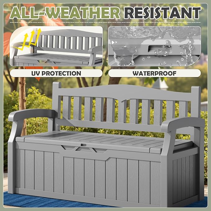 Homall 75 Gallon Outdoor Storage Benches Lockable Deck Box Waterproof | UV - Image 5