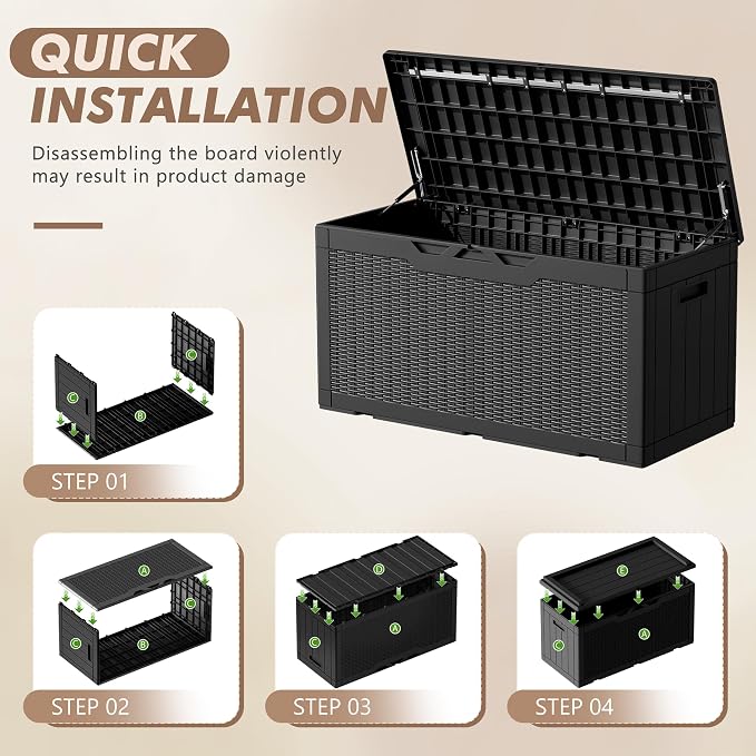 Devoko 100 Gallon Deck Box Waterproof Outdoor Storage Box - Image 4