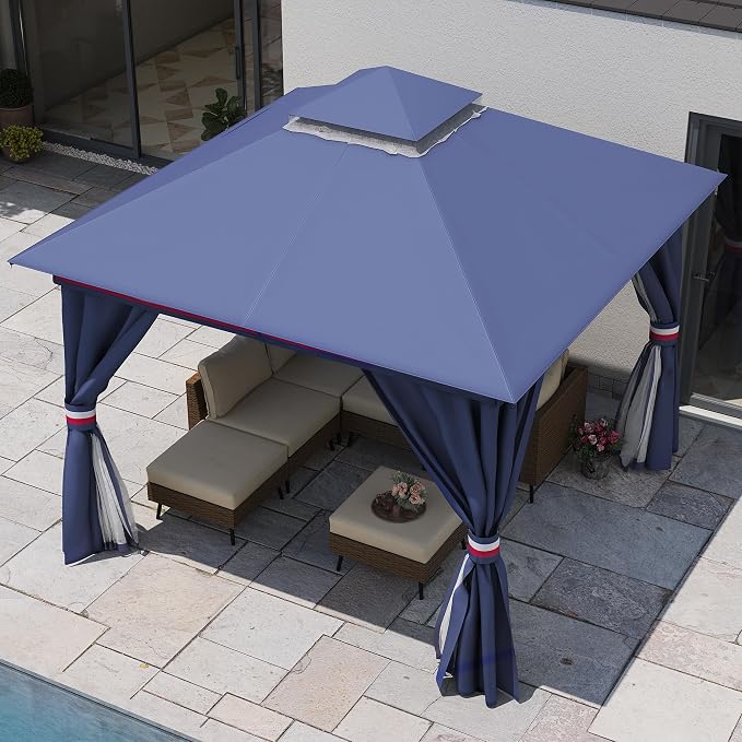 10'x10' Outdoor Gazebo, Metal Frame Heavy Duty Patio Canopy Tent Shelter - Image 4