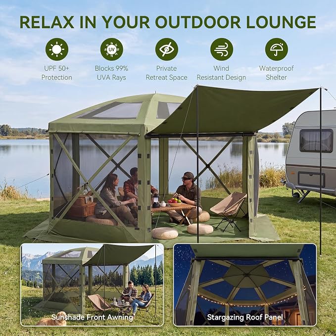 Aoxun 15x15ft Pop Up Canopy Tent, Screen Tent - Image 2