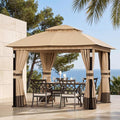 Patio Gazebo 10'x10' with LED Lights & Bluetooth Speaker, Heavy Duty Outdoor by CoveredOutdoor