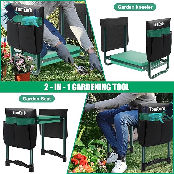 TomCare Garden Kneeler and Seat, 11.12" Kneeling Pad Sturdy Garden Bench | - Image 5